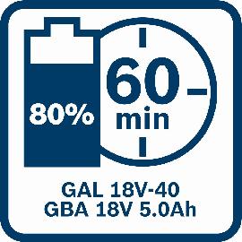 80 Prozent Ladung 60 Minuten.