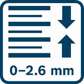 Einstellbare Tiefe 02,6 mm.