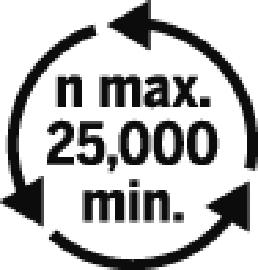 Maximale Drehzahl 25000 pro Minute Symbol