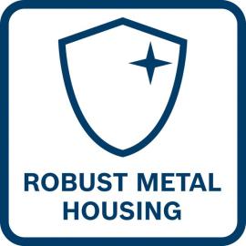 Robustes Metallgehäuse.
