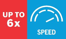 6-fache Geschwindigkeit