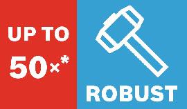 Robust bis zu 50 Mal.