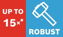 Robust bis zu 15 Mal.