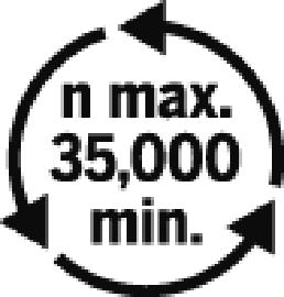 Maximale Drehzahl 35000 pro Minute Symbol
