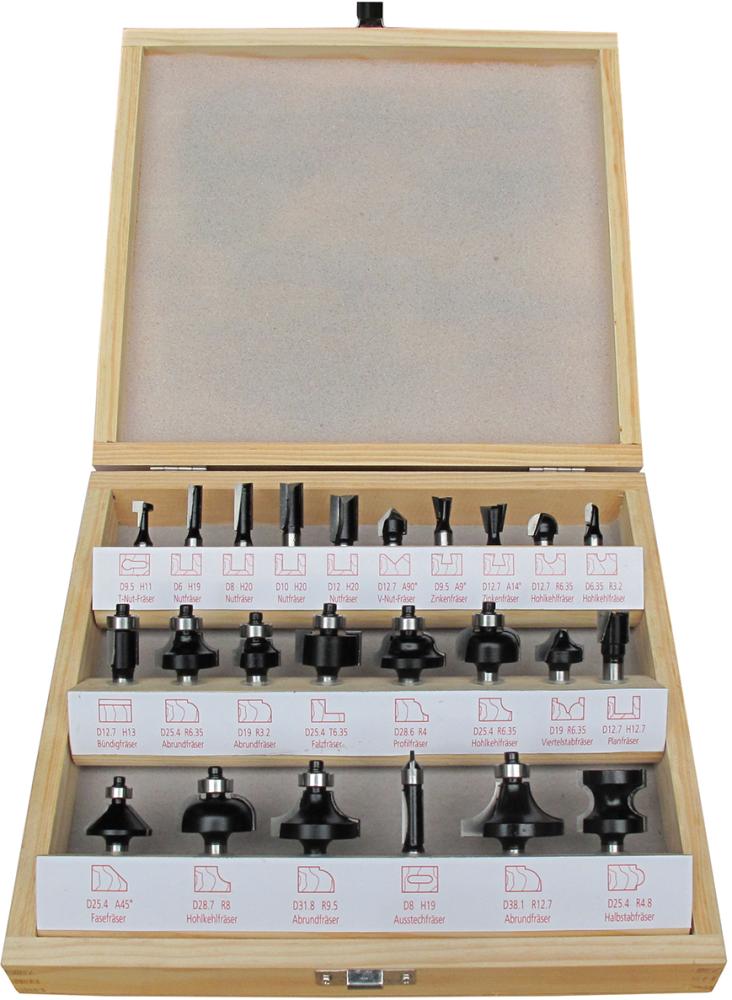 Fräser-Satz HW 24tlg. S8 im Holzkasten FORTIS Produktbild img1 L
