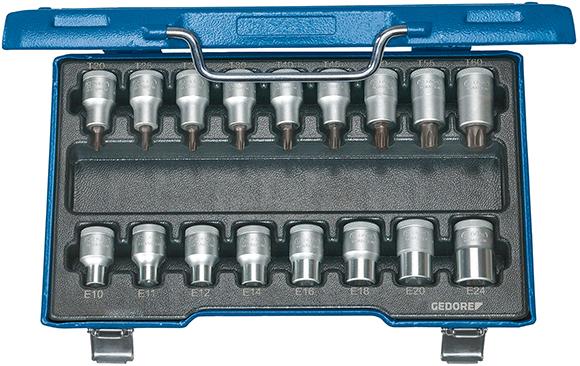 Stecknuss-Satz 1/2" T20 bis T60 und E10 bis E24 17-teilig Gedore Produktbild img1 L