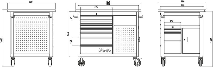 Rollwerkbank 1220x890x1060mm FORTIS Produktbild img2 L