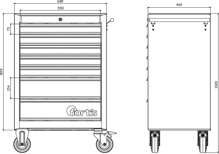 Werkstattwagen 680x460x1020mm FORTIS Produktbild img2 L
