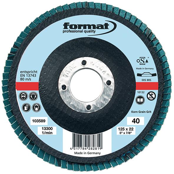 Fächerschleifscheibe für die Edelstahlbearbeitung, Zirkonkorund, Ø 125 mm, 6° ge Produktbild img1 L