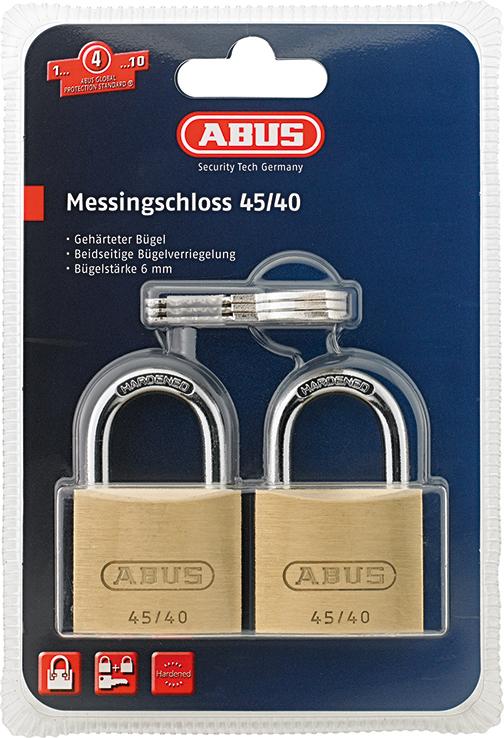 Vorhangschloss Messing Twins SB ABUS Produktbild img1 L