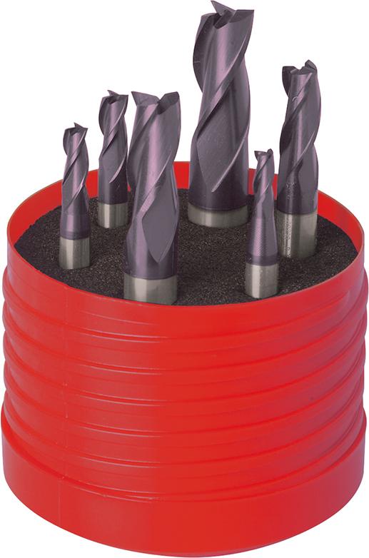 Schaftfräser-Satz VHM lang TiAlN Z3 Schaft HB 6-teilig 4/5/6/8/10/12mm FORMAT Produktbild img1 L