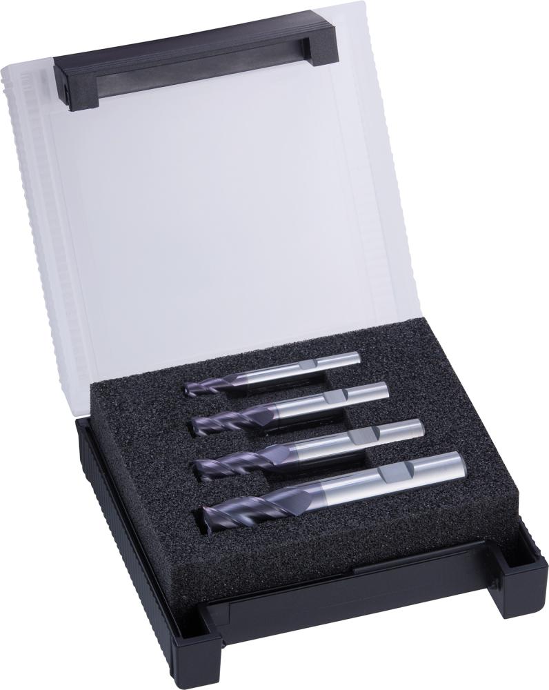 Schaftfäser-Satz VHM HPC TiAlN Typ UNI Z3 Eckfase 35/38Grad Schaft HB 4-teilig 6 Produktbild img1 L
