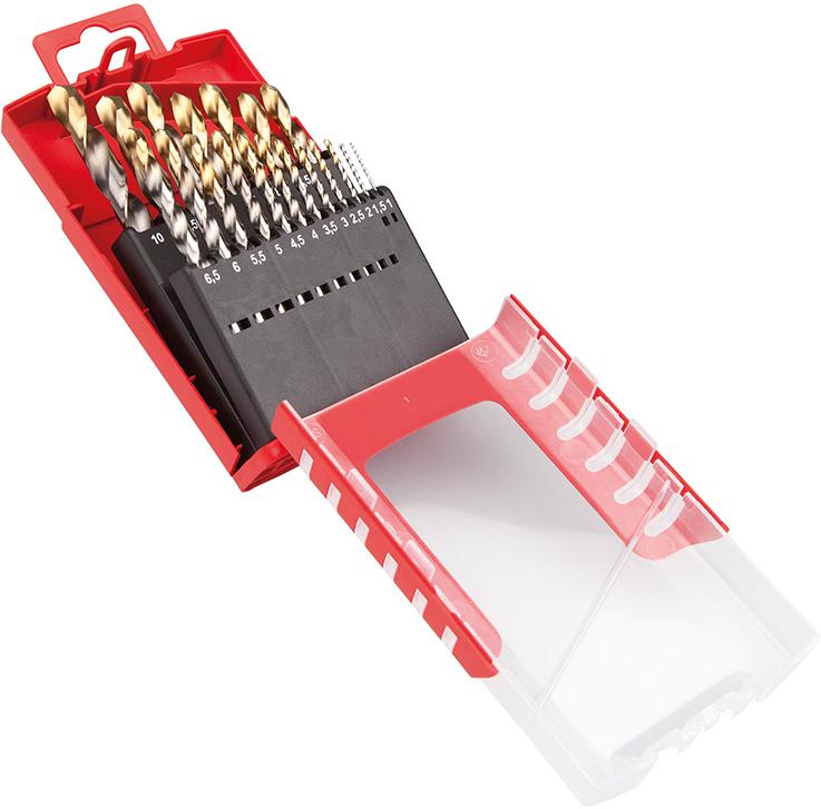 Spiralbohrer Set 1-10mm x0,5 A002 in Box 118G Typ N 4xD 19tlg. Tin Tip A087201 D Produktbild img1 L
