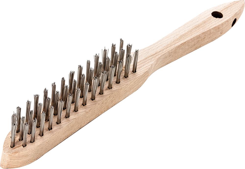 Handdrahtbürste Stahl glatt 0,35mm 3-reihig Lessmann Produktbild img1 L