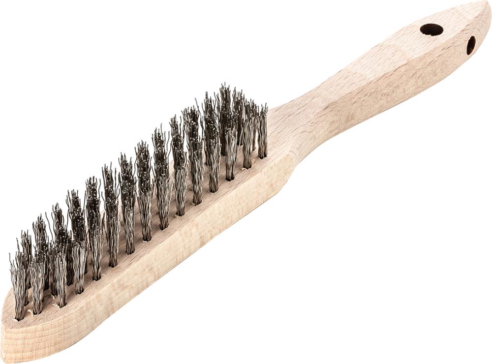 Handdrahtbürste rostfrei gewellt 0,35mm 4-reihig Lessmann Produktbild img1 L