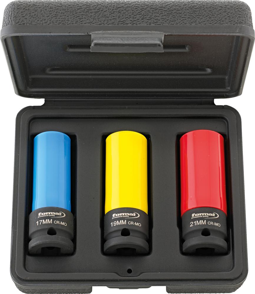 Kraft- Steckschlüsseleinsatz- Satz mit Kunststoff-Hülse1/2" 3-teilig FORMAT Produktbild img1 L