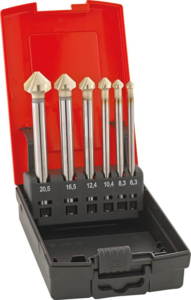 Kegelsenker Set HSSE DIN335 6,3 - 20,5mm zyl. 90Grad Form C ugt DUO+ lang FORMAT Produktbild img1 L