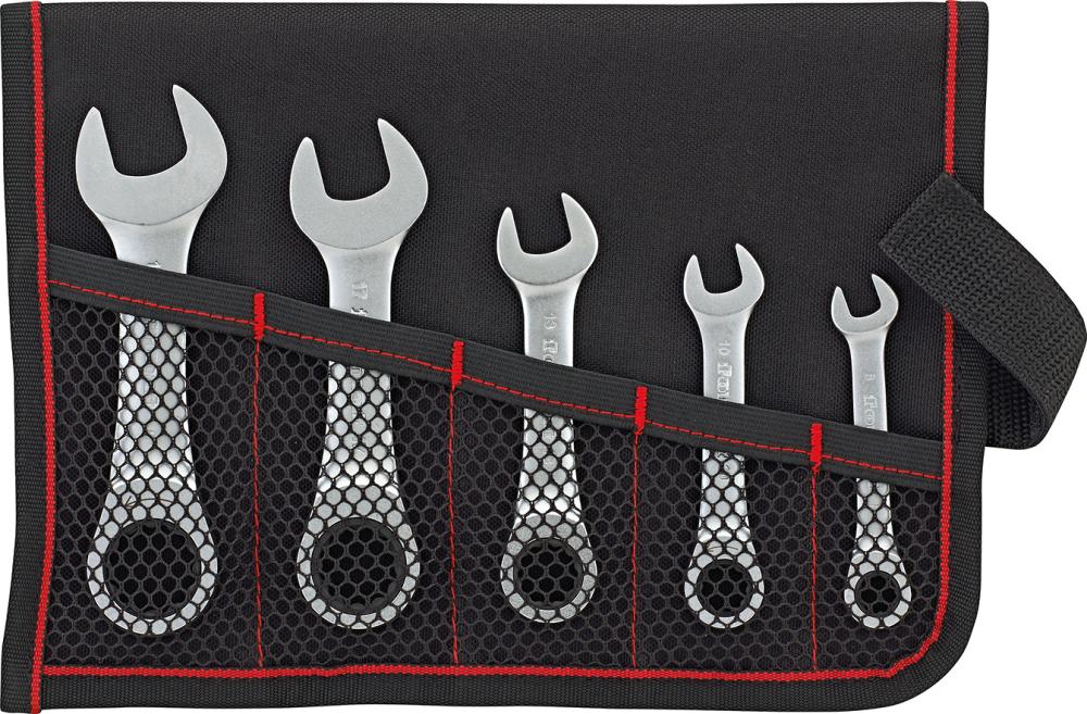 Ratschenschlüssel-Satz gerade 8-19mm extrakurz 5-teilig in Rolltasche FORMAT Produktbild img1 L