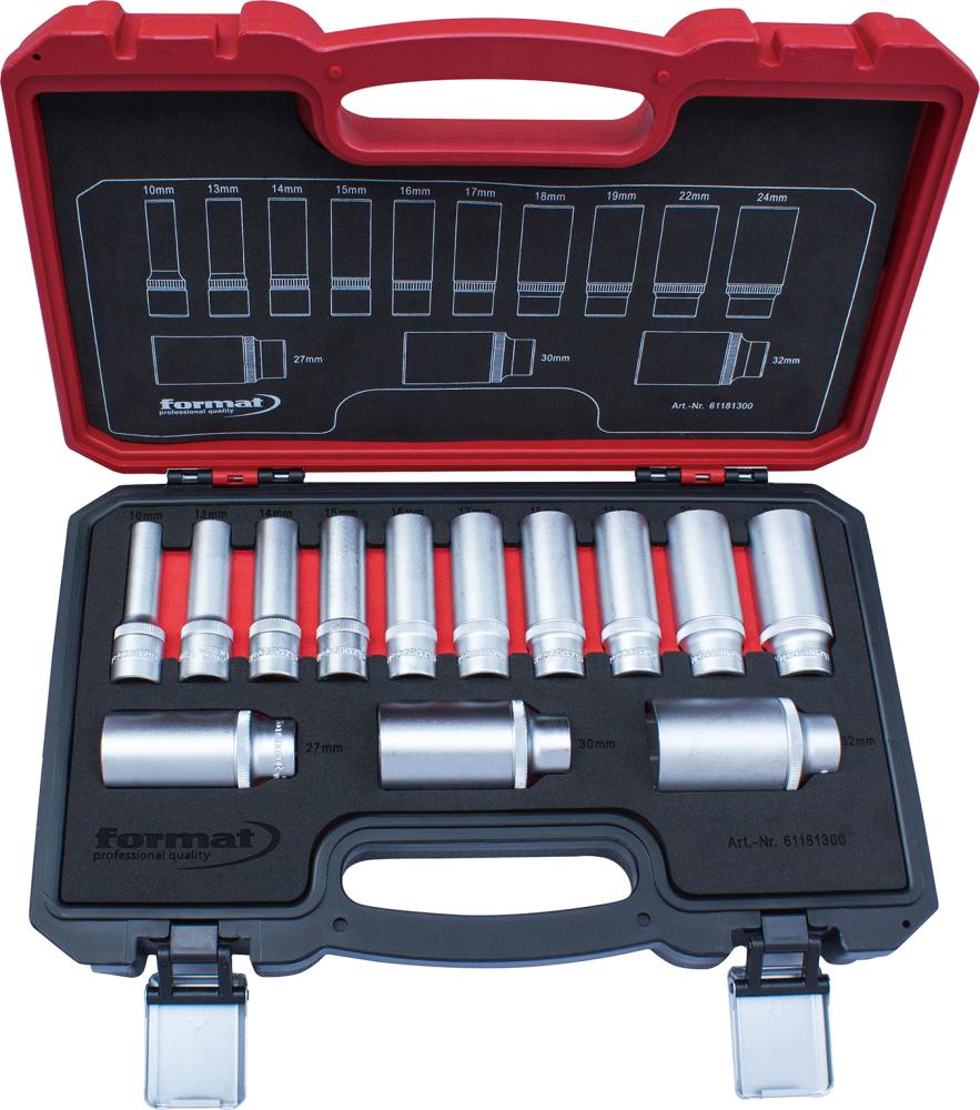 Steckschlüsseleinsatz- Satz 6-kant 1/2" 10-32mm 13-teilig FORMAT Produktbild img1 L