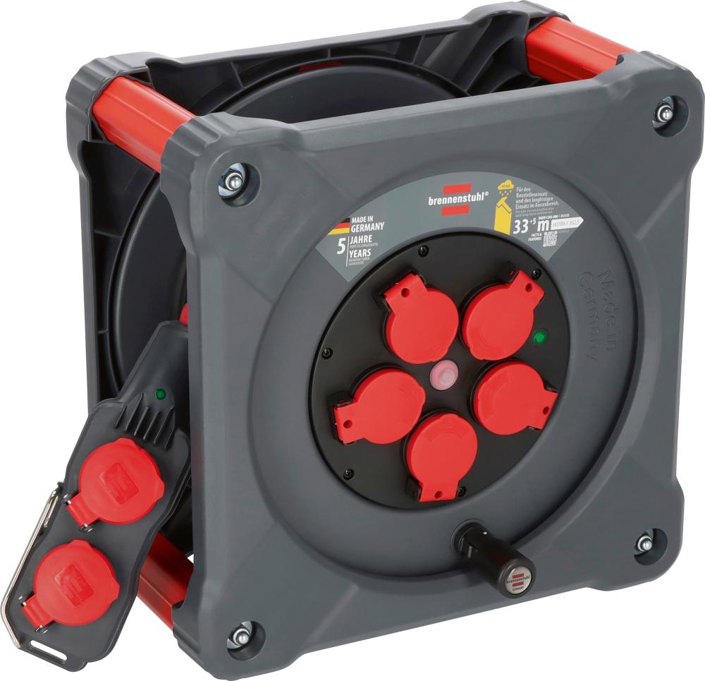 Kunststoff-Kabeltrommel Professional, mit 4-fach-Verteiler, baustellentauglich Produktbild img1 L