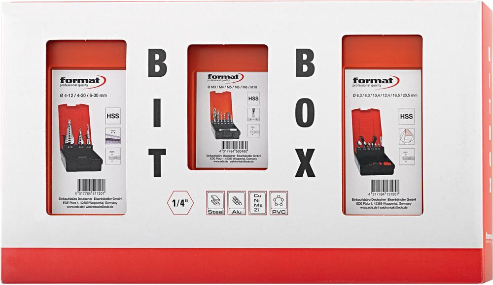 Metallbearbeitungssatz "BIT BOX"1/4" STB+ Kegelsenker+Kombibohrer 15-teilig, HSS Produktbild img1 L