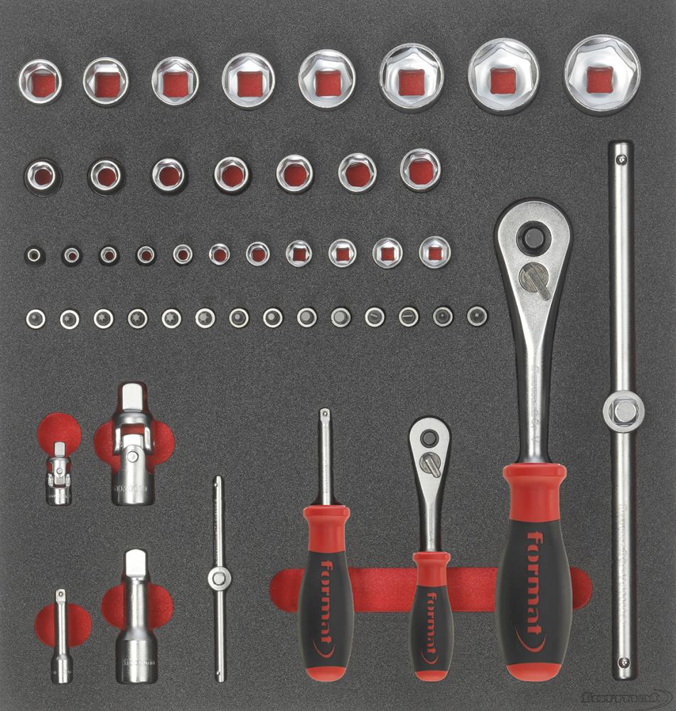 Werkzeugmodul Steckschlüssel 1/4" und 1/2", 49-teilig, Modul 2/3 Produktbild img1 L