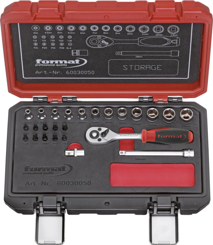 Steckschlüssel-Satz 1/4" 25-teilig in Kunststoffbox FORMAT Produktbild img1 L