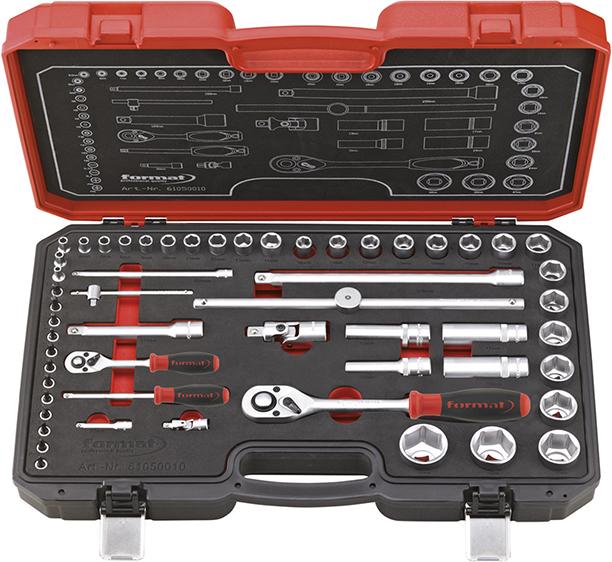 Kombinierte Sechskant-Steckschlüssel-Garnitur 1/4“ und 1/2“, 55-teilig Produktbild img1 L