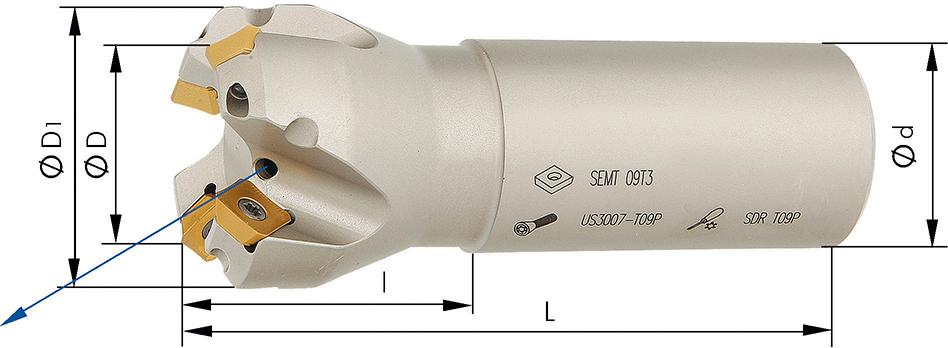 Schaftfräser zylindrisch D25mm Z3 für SEMT09T3. FORMAT Produktbild img1 L