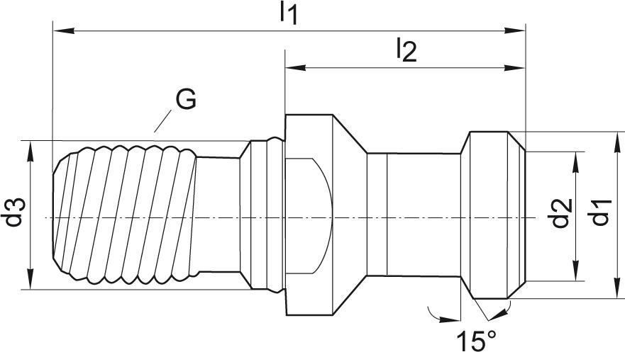 Anzugbolzen, DIN 69872-A, mit Bohrung Produktbild img2 L