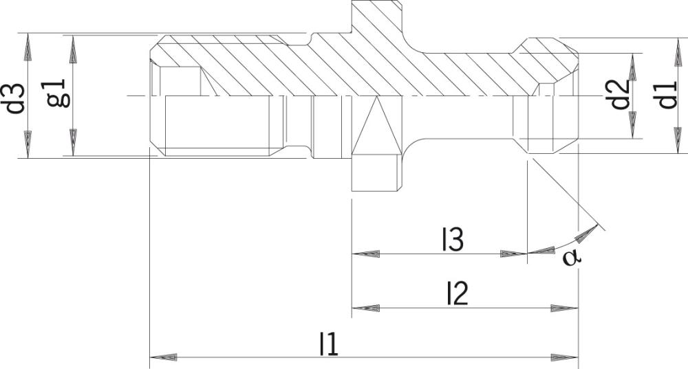 Anzugsbolzen ISO 7388-3 Form JD (JIS B 6339 MAS/BT), mit Durchgangsbohrung Produktbild img2 L