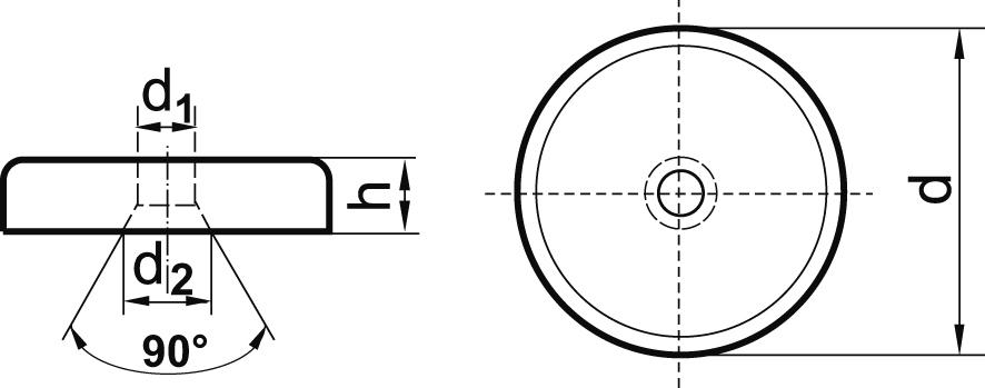 Neodym-Magnet-Flachgreifer mit Durchgangsbohrung und Ansenkung Produktbild img2 L