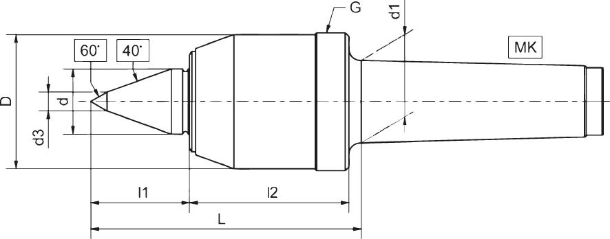 Mitlaufende Körnerspitze, schlank, für schwer zugängliche Stellen Produktbild img2 L