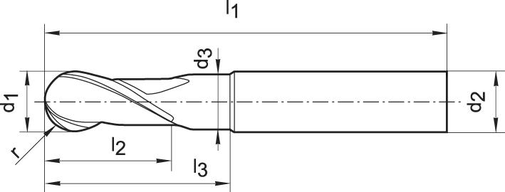Radiusfräser mit 30° Drallsteigung Produktbild img2 L