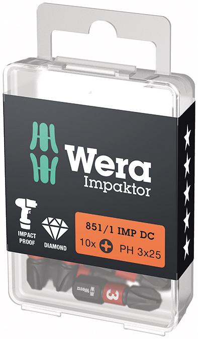 Bit Impaktor 1/4" DIN 3126 C6,3 PH3x25mm 10er Pack Wera Produktbild img1 L