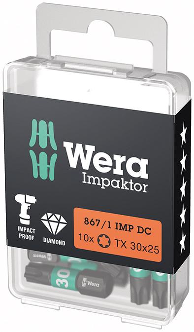 Bit Impaktor 1/4" DIN 3126 C6,3 T30x25mm 10er Pack Wera Produktbild img1 L