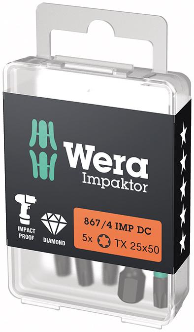 Bit Impaktor 1/4" DIN 3126 E6,3 T25x50mm 5er Pack Wera Produktbild img1 L