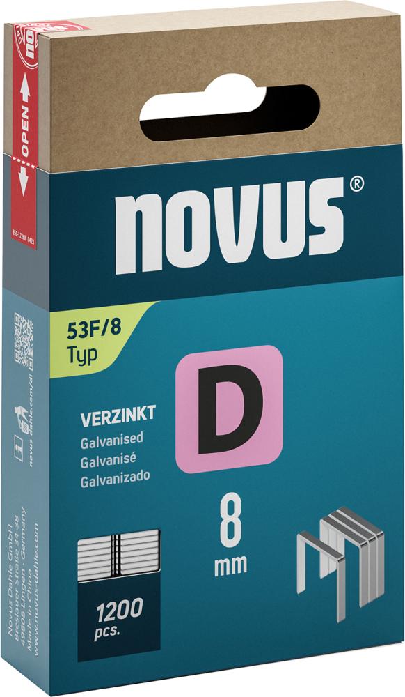 Flachdrahtklammer D Typ 53F/8 mm zn Novus VE à 1200 Stück Produktbild img1 L