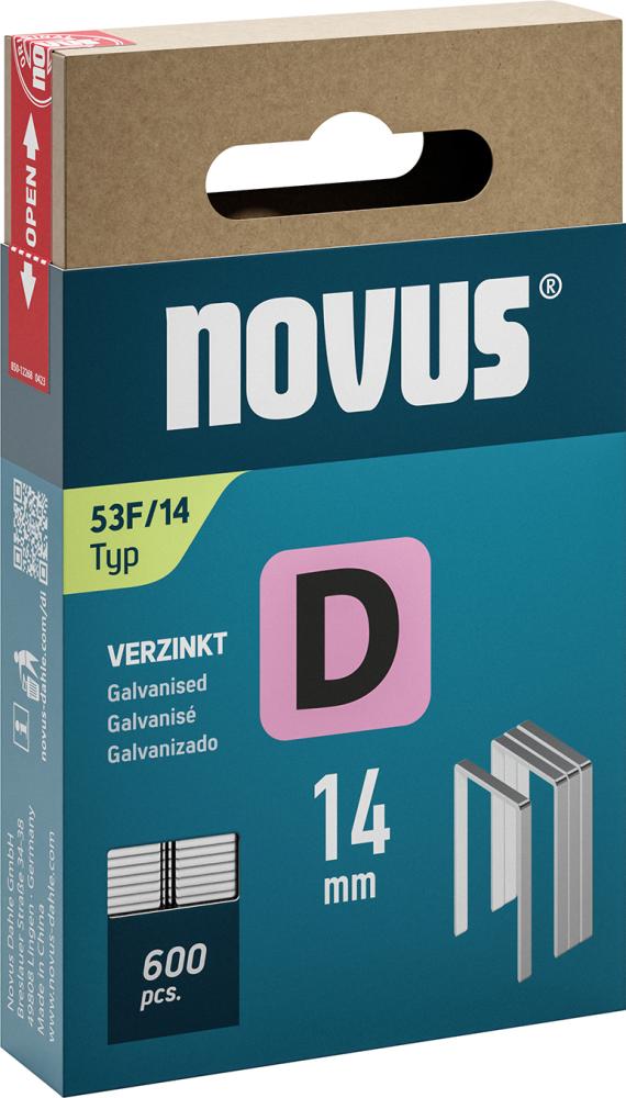 Flachdrahtklammer D Typ 53F/14 mm zn Novus VE à 600 Stück Produktbild img1 L