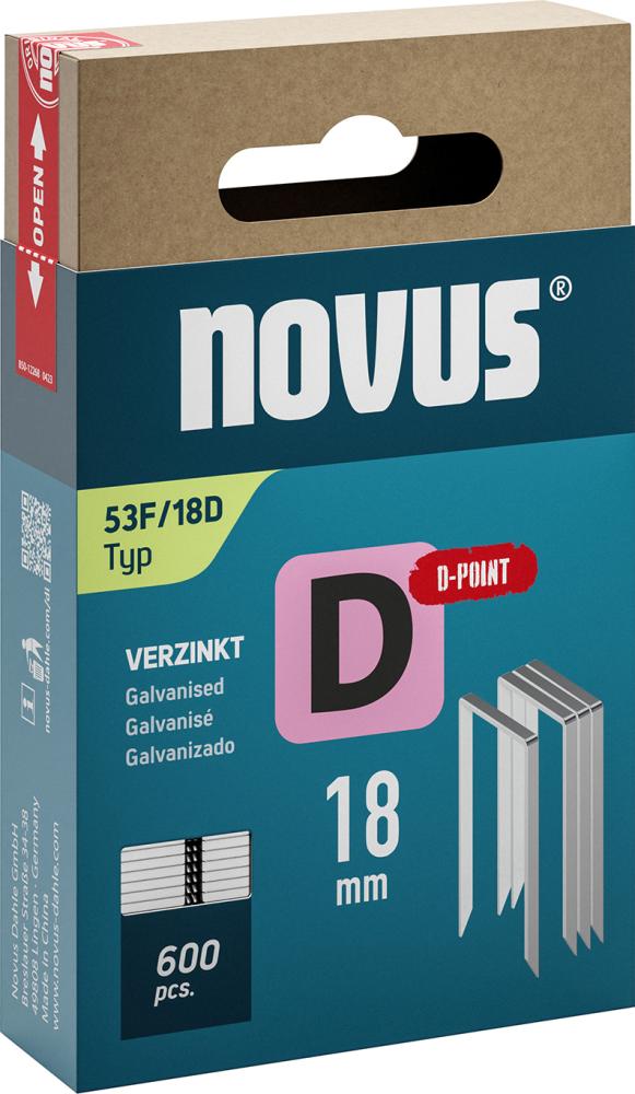 Flachdrahtklammer D Typ 53F/18 mm zn Novus VE à 600 Stück Produktbild img1 L