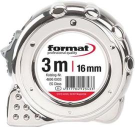 Taschenbandmaß verchromt 3mx16mm weiß FORMAT Produktbild