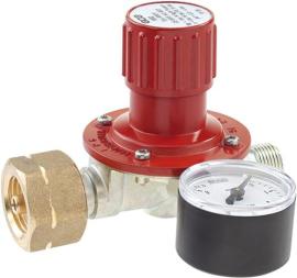 Regler für Propanflaschen5/11/33kg mit Manometer Gasdruck 0,5-4bar GCE Produktbild