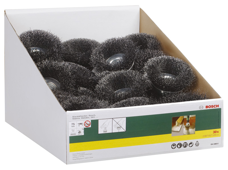Topfbürste für Bohrmaschinen, gewellter Draht, 75 x 6 mm Produktbild img2 L