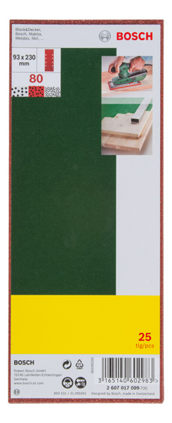 Schwingschleifer-Schleifblatt-Set, 8 Löcher, 93 x 230 mm, K 80, 25er-Pack Produktbild img2 L