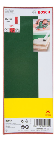 Schleifblatt-Set für Schwingschleifer, 8 Löcher, 93 x 230 mm, K 120, 25er-Pack Produktbild img2 L