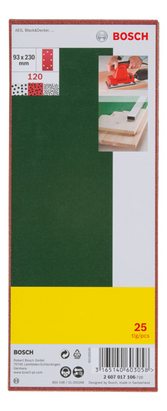 Schleifblatt-Set für Schwingschleifer, B&D 8-Lochung, 93 x 230 mm, K120, 25 Stk. Produktbild img2 L