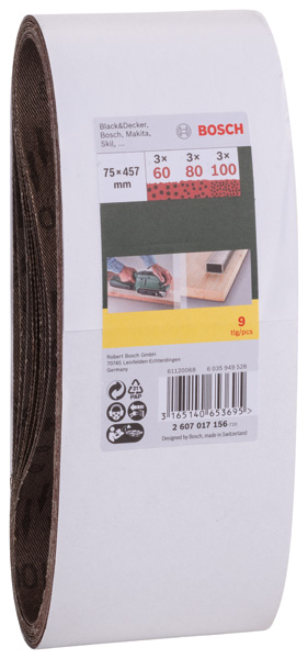 Schleifband-Set für Bandschleifer, 9-teilig, 75 x 457 mm, Körnung 60, 80, 100 Produktbild img2 L