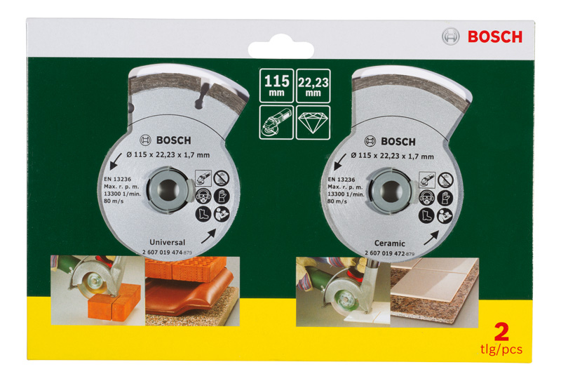 Diamanttrennscheibe für Fliesen und Baumaterial, Durchmesser: 115 mm, 2er-Pack Produktbild img2 L