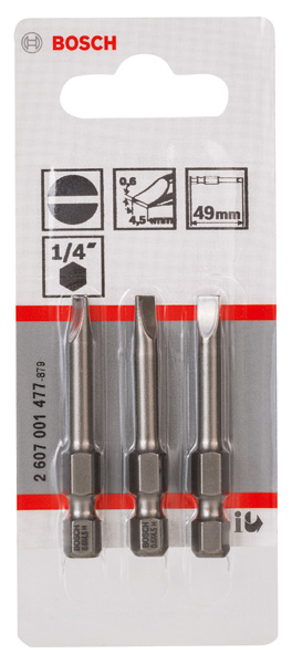 Schrauberbit Extra-Hart S 0,6 x 4,5, 49 mm, 3er-Pack Produktbild img2 L