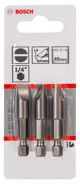 Schrauberbit Extra-Hart S 1,6 x 8,0, 49 mm, 3er-Pack Produktbild img2 L